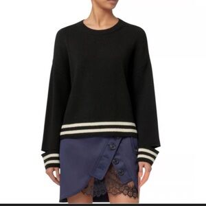 INTERMIX Bowie Striped Black Sweater Women’s Small